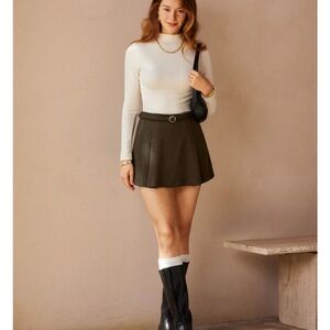 Olive Brown Mini Skirt with built in shorts and belt. Brand New with Tags